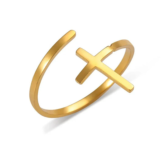 Bague Acier avec Croix