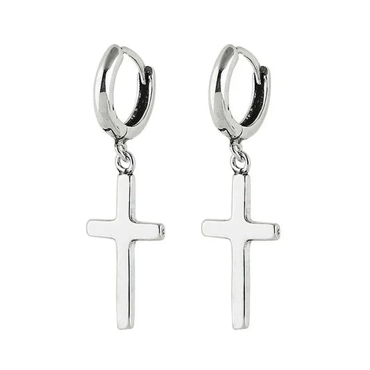 Boucle d'Oreille Croix Femme Argent