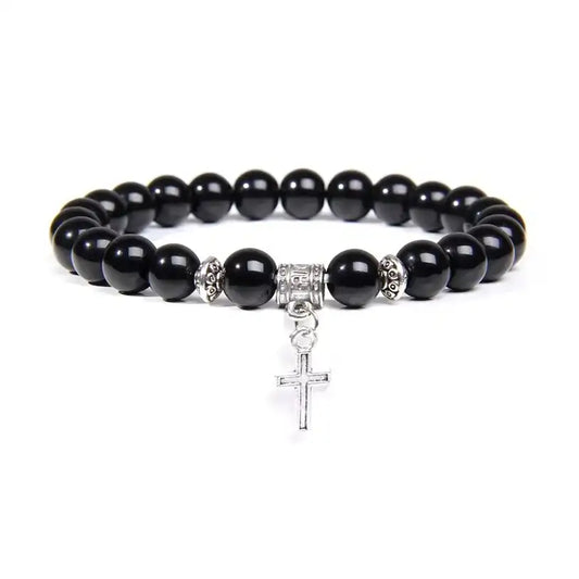 Bracelet Homme Perle avec Croix