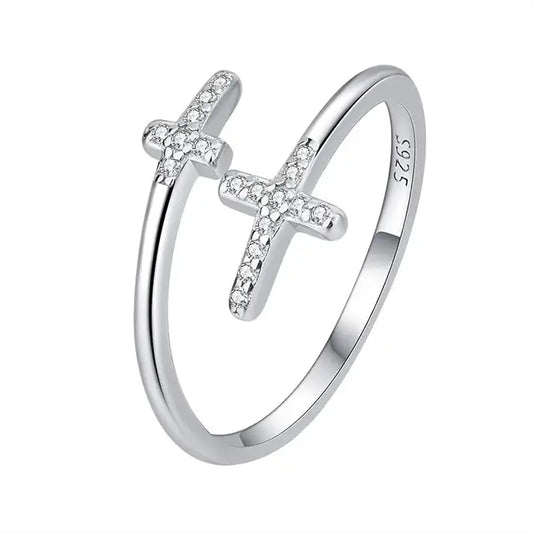 Bague Ajustable Argent Croix