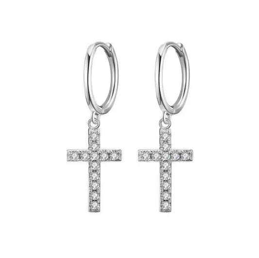 Boucle d'Oreille Croix Strass